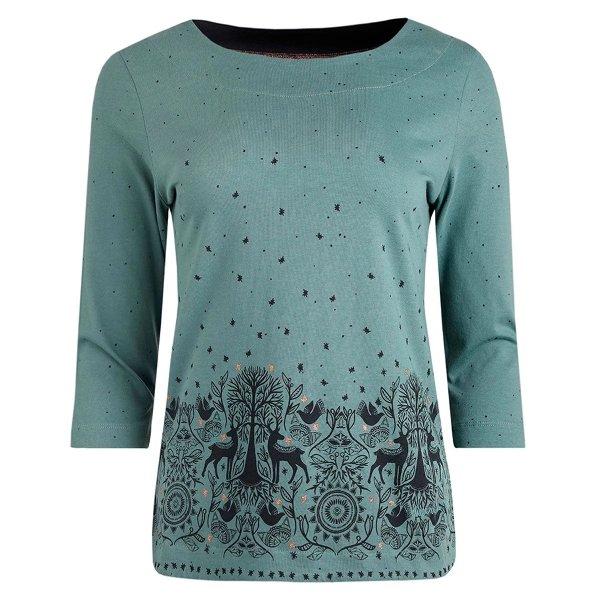 Weird Fish Women's Telluride Printed Jersey Tee - Stone Blue 1 Weird Fish Women's Telluride Printed Jersey Tee - Stone Blue