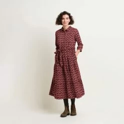 Brakeburn Women's Thistle Cord Maxi Dress - Burgundy -Fashion Lady thistle cord maxi dress burg 5