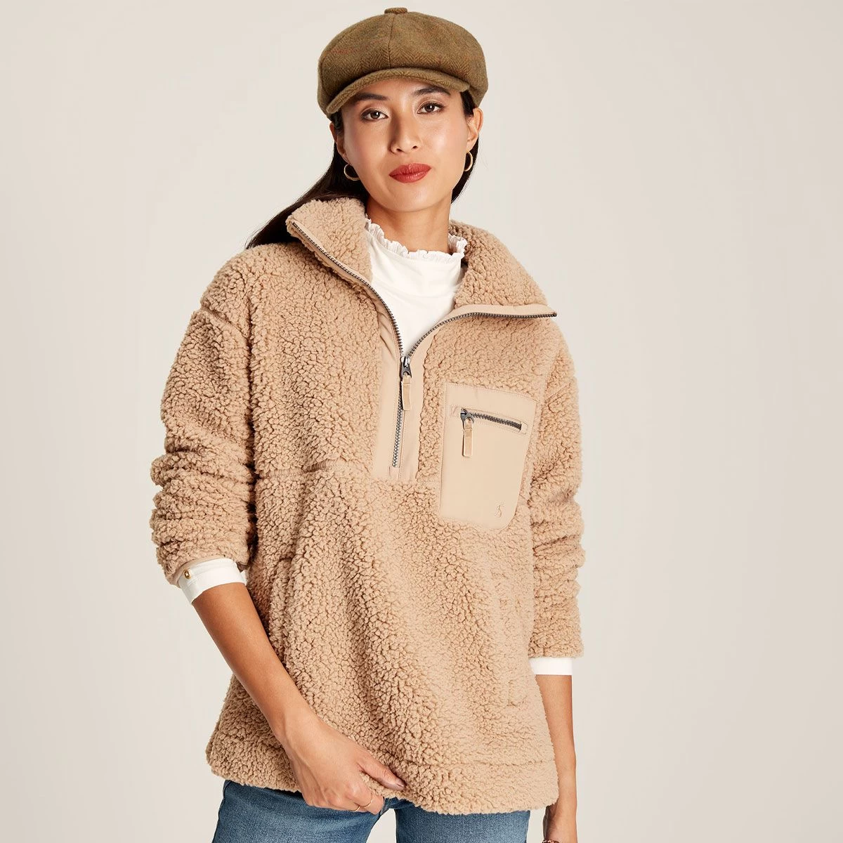 Joules Women's Tilly Half Zip Fleece - Tan 7 Joules Women's Tilly Half Zip Fleece - Tan - Image 7