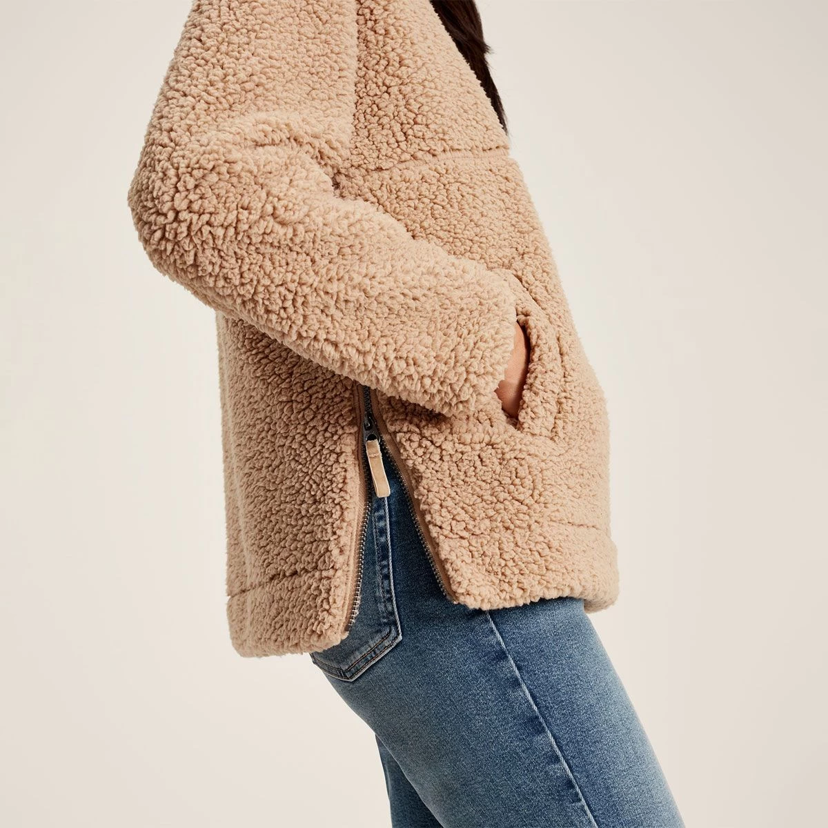 Joules Women's Tilly Half Zip Fleece - Tan 2 Joules Women's Tilly Half Zip Fleece - Tan - Image 2