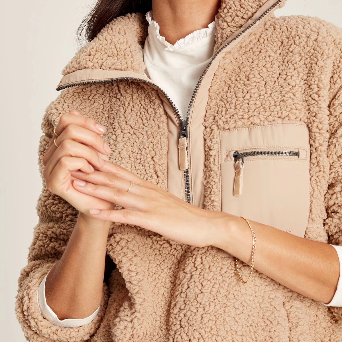 Joules Women's Tilly Half Zip Fleece - Tan 6 Joules Women's Tilly Half Zip Fleece - Tan - Image 6