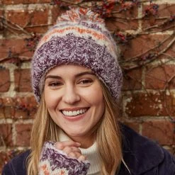 Pachamama Women's Totnes Bobble Beanie - Damson -Fashion Lady totnes bobble beanie damson 2