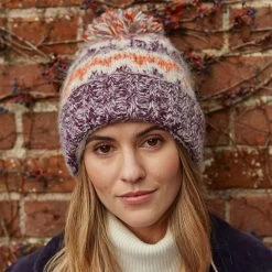 Pachamama Women's Totnes Bobble Beanie - Damson -Fashion Lady totnes bobble beanie damson 4