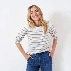 Crew Clothing Women's Ultimate Striped Breton Top - White/Blue/Pink