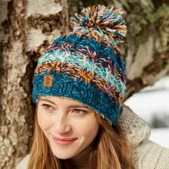Pachamama Women's Utrecht Bobble Beanie - Blue -Fashion Lady utrecht bobble beanie blue 2