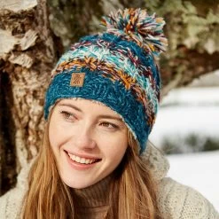 Pachamama Women's Utrecht Bobble Beanie - Blue -Fashion Lady utrecht bobble beanie blue 3