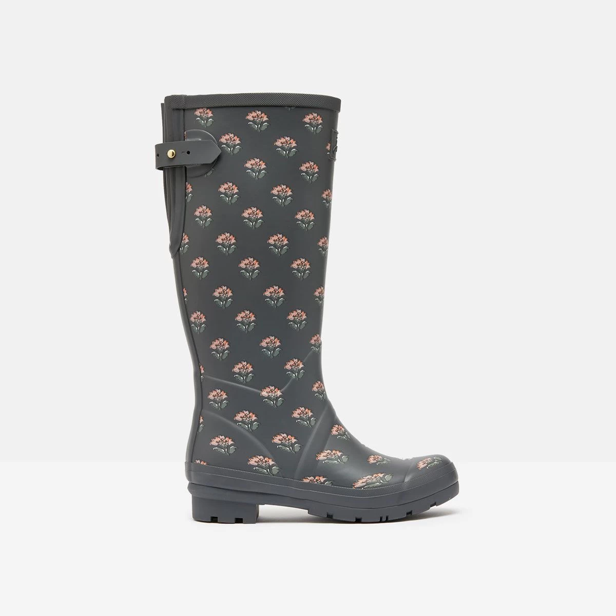 Joules Women's Wellington Boots - Grey Floral 2 Joules Women's Wellington Boots - Grey Floral - Image 2