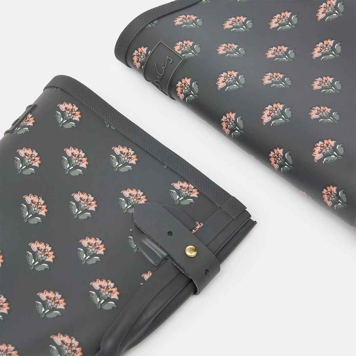 Joules Women's Wellington Boots - Grey Floral 4 Joules Women's Wellington Boots - Grey Floral - Image 4