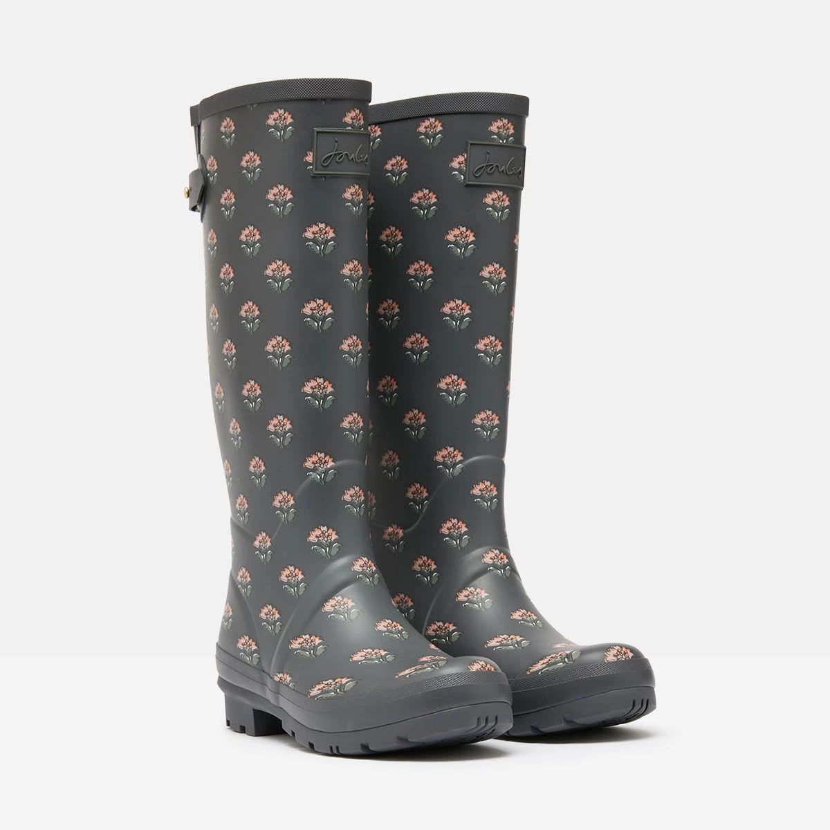 Joules Women's Wellington Boots - Grey Floral 1 Joules Women's Wellington Boots - Grey Floral
