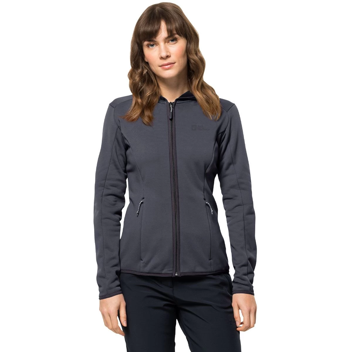 Jack Wolfskin Women's Baiselberg Full Zip Hooded Fleece Jacket - Dolphin 1 Jack Wolfskin Women's Baiselberg Full Zip Hooded Fleece Jacket - Dolphin