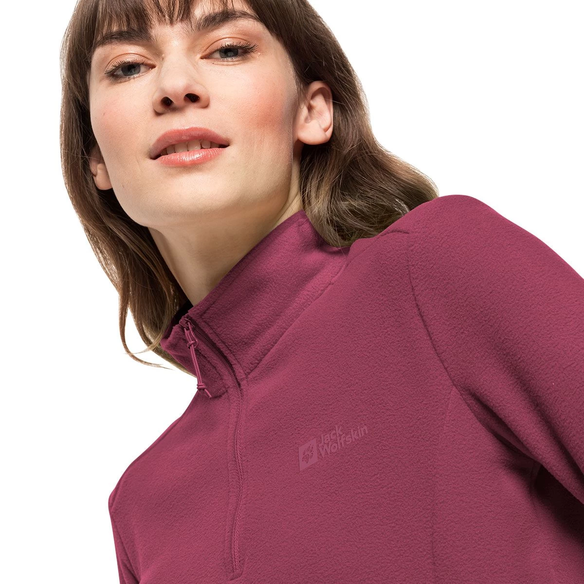 Jack Wolfskin Women's Taunus Half Zip Fleece - Sangria Red 4 Jack Wolfskin Women's Taunus Half Zip Fleece - Sangria Red - Image 4