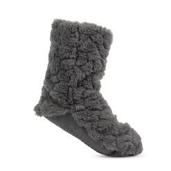Totes Women's Faux Fur Slipper Socks - Grey -Fashion Lady womens faux fur slipper socks grey 1