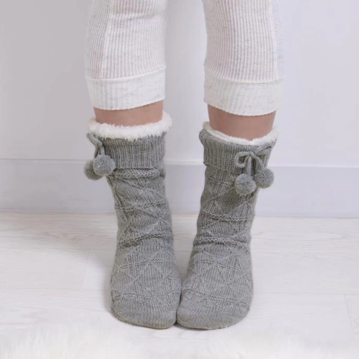 Totes Women's Texture Slipper Socks - Grey 1 Totes Women's Texture Slipper Socks - Grey