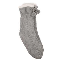 Totes Women's Texture Slipper Socks - Grey 7 Totes Women's Texture Slipper Socks - Grey -Fashion Lady womens textured slipper socks grey 3