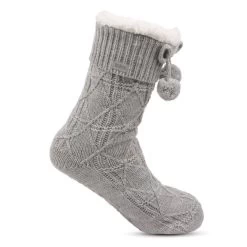 Totes Women's Texture Slipper Socks - Grey 8 Totes Women's Texture Slipper Socks - Grey -Fashion Lady womens textured slipper socks grey 4