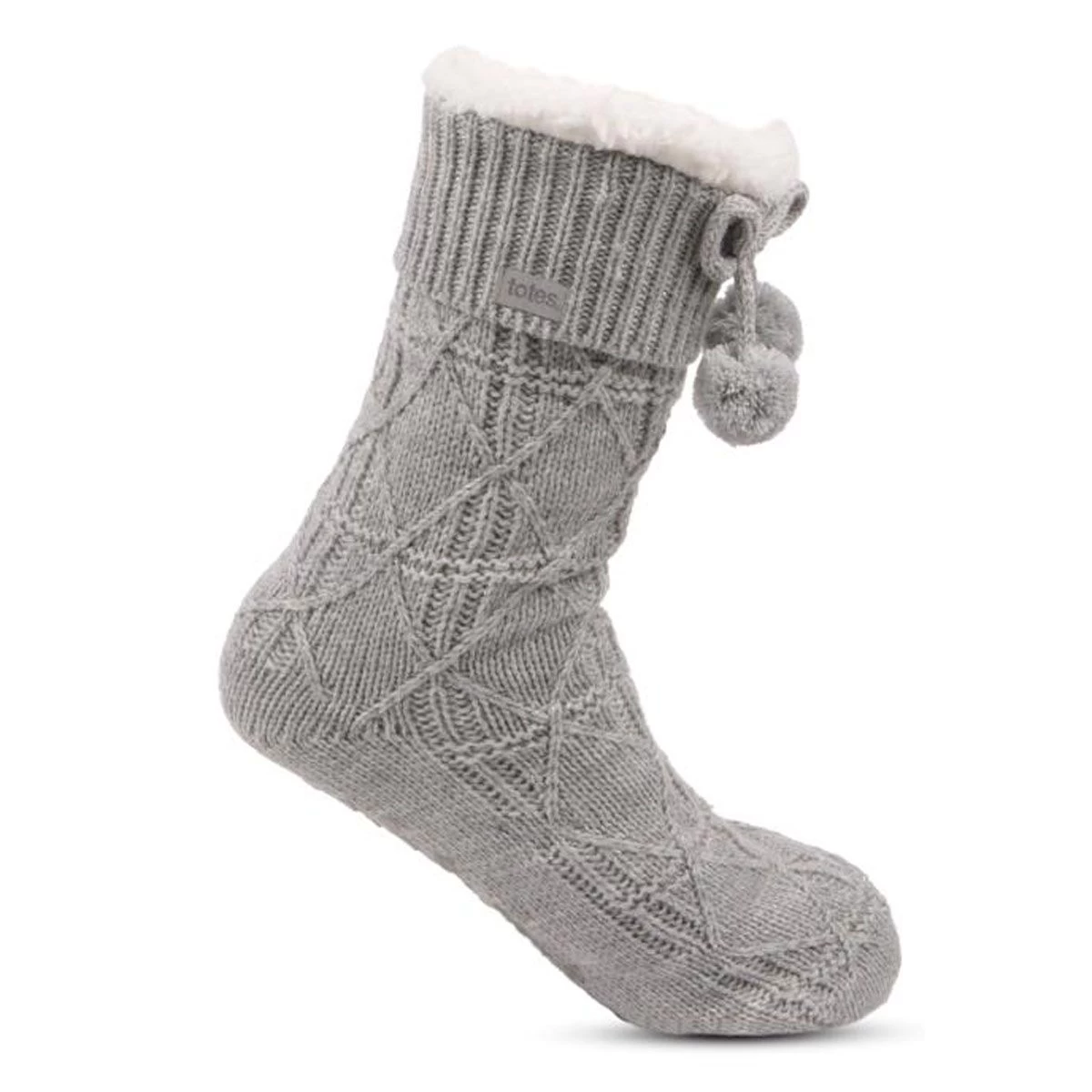 Totes Women's Texture Slipper Socks - Grey 4 Totes Women's Texture Slipper Socks - Grey - Image 4